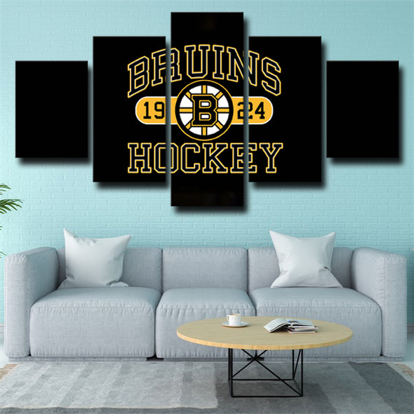 five piece modern art framed print Boston Bruins logo home decor-45 (3)