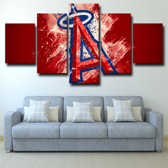 5 piece canvas art framed prints LA angel red logo home decor-31 (3)