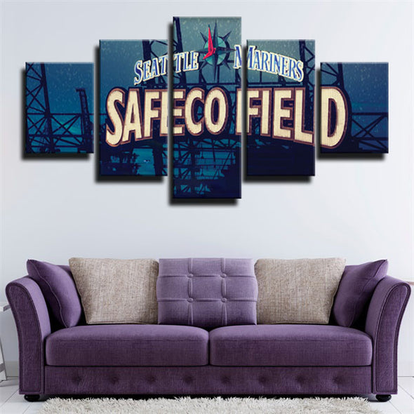 5 panel canvas art framed prints Seattle Mariners logo live room decor1264(3)