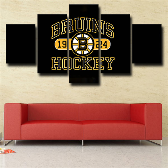 five piece modern art framed print Boston Bruins logo home decor-45 (2)