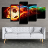 5 Panel Art Deco Prints Modern Burning Fire Soccer Canvas Picture Set-1001 (4)