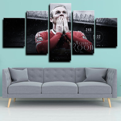 5 Panel MUFC wazza rooney framed art prints canvas picture wall decor -1115 (1)