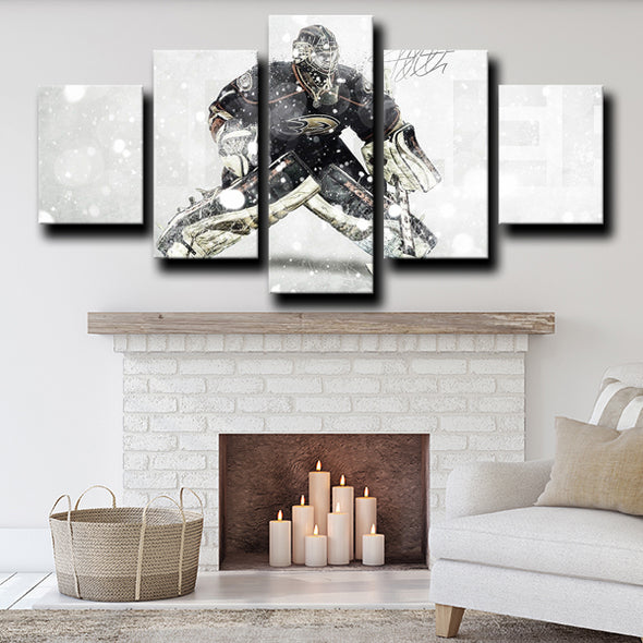 5 Panel Modern Canvas Art Anaheim Ducks Goaltender printed wall decor-1202 (2)