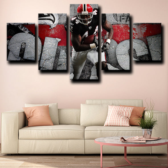 5 Panel Modern Canvas Art Atlanta Falcons Snelling printed red wall decor-1208 (1)