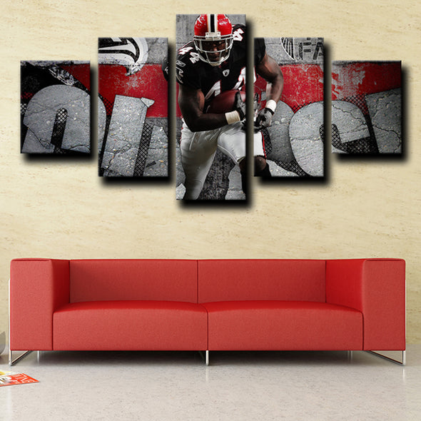 5 Panel Modern Canvas Art Atlanta Falcons Snelling printed red wall decor-1208 (2)