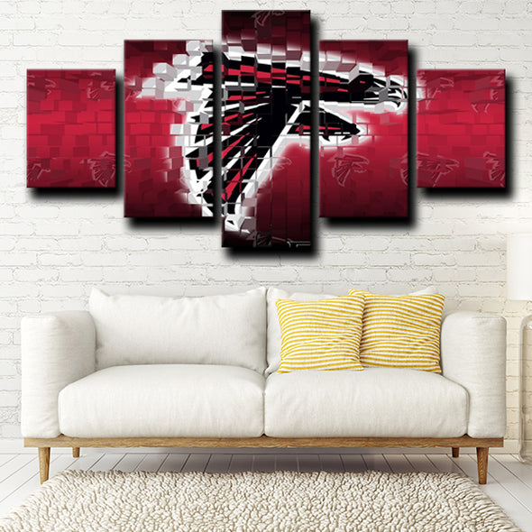 5 Panel Modern Canvas Art Atlanta Falcons logo crest printed red wall decor-1209 (1)