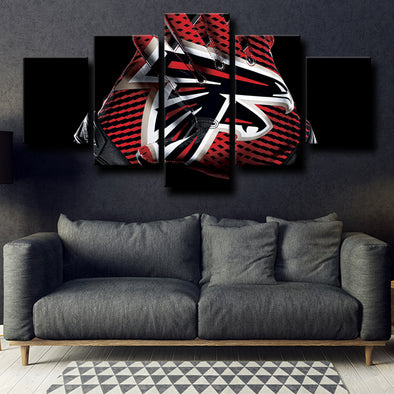 5 Panel Modern Canvas Art Atlanta Falcons logo printed red wall decor-1233 (1)