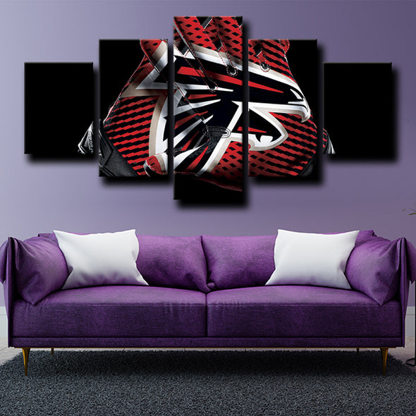 5 Panel Modern Canvas Art Atlanta Falcons logo printed red wall decor-1233 (2)
