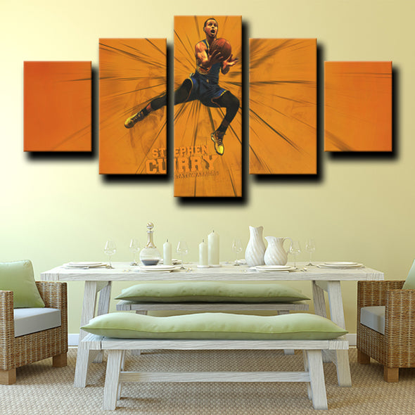5 Panel art canvas prints Warriors Stephen Curry wall picture-1236 (2)