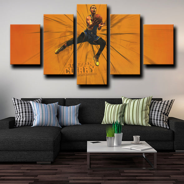 5 Panel art canvas prints Warriors Stephen Curry wall picture-1236 (3)