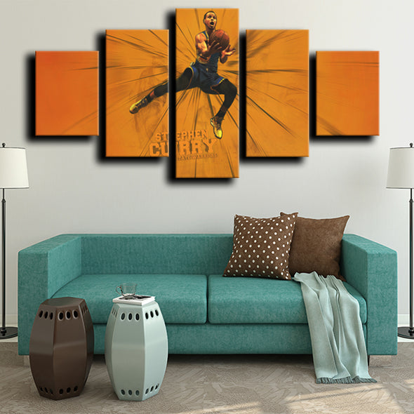 5 Panel art canvas prints Warriors Stephen Curry wall picture-1236 (4)