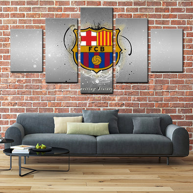 5 Panel canvas art framed prints FC Barcelona logo wall decor-1222 (1)