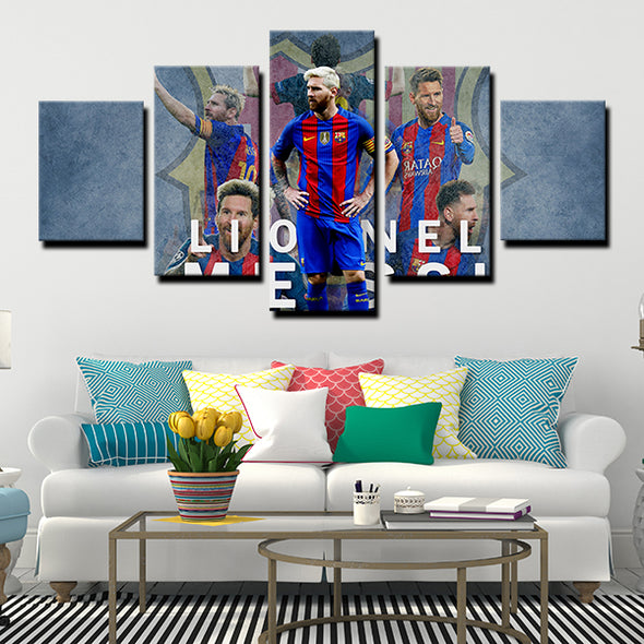 5 Panel canvas art framed prints FC Barcelona messi wall decor-1235 (2)