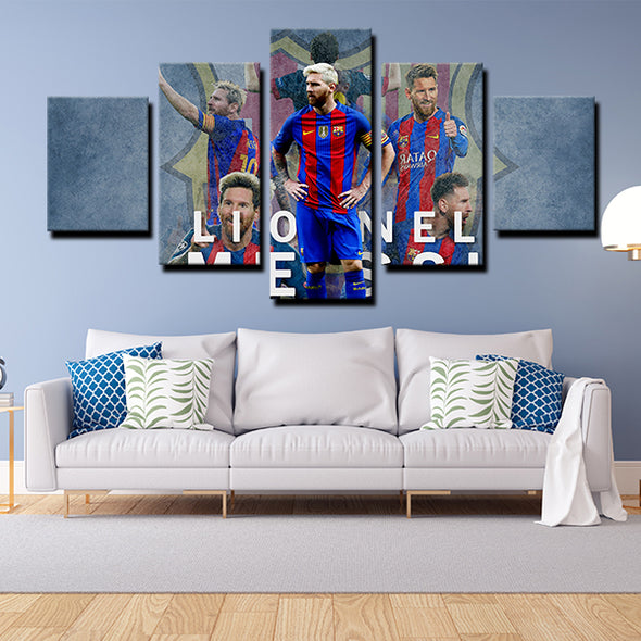 5 Panel canvas art framed prints FC Barcelona messi wall decor-1235 (3)