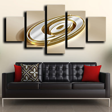 5 Panel canvas art framed prints Hurricanes Logo Gold wall decor-1208 (1)