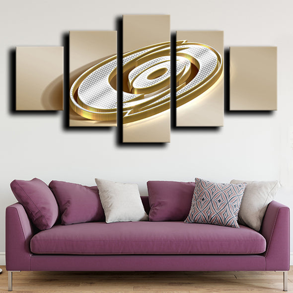 5 Panel canvas art framed prints Hurricanes Logo Gold wall decor-1208 (4)