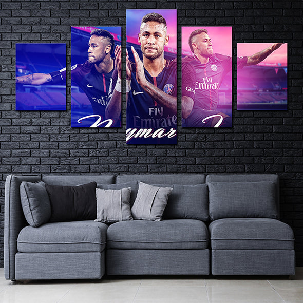 5 Panel modern art FC Barcelona Neymar canvas prints wall picture-1223 (1)