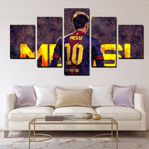 5 Panel modern art FC Barcelona messi canvas prints wall picture-1204 (4)