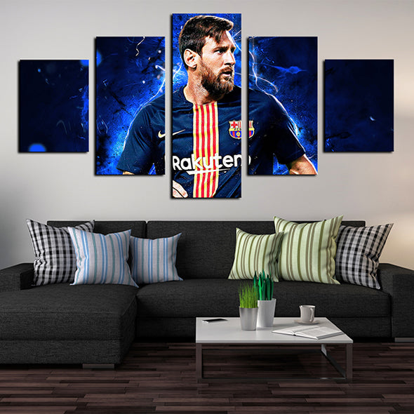 5 Panel modern art FC Barcelona messi canvas prints wall picture-1221 (3)