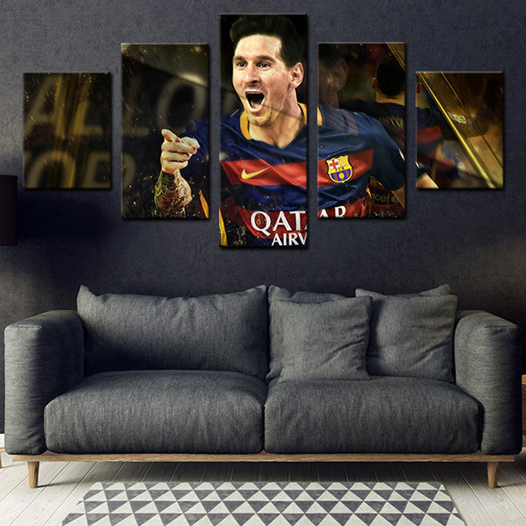 5 Panel modern art FC Barcelona messi canvas prints wall picture-1233 (1)