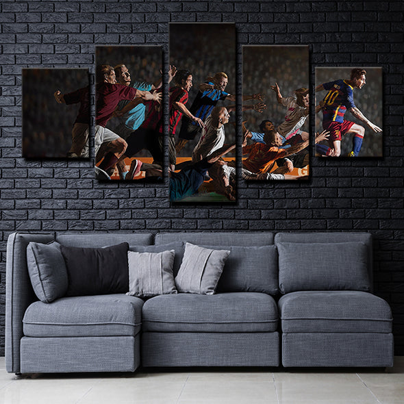  5 Panel modern art FC Barcelona messi canvas prints wall picture-1236 (2)