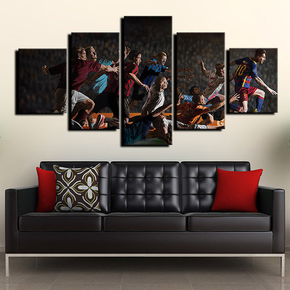  5 Panel modern art FC Barcelona messi canvas prints wall picture-1236 (3)