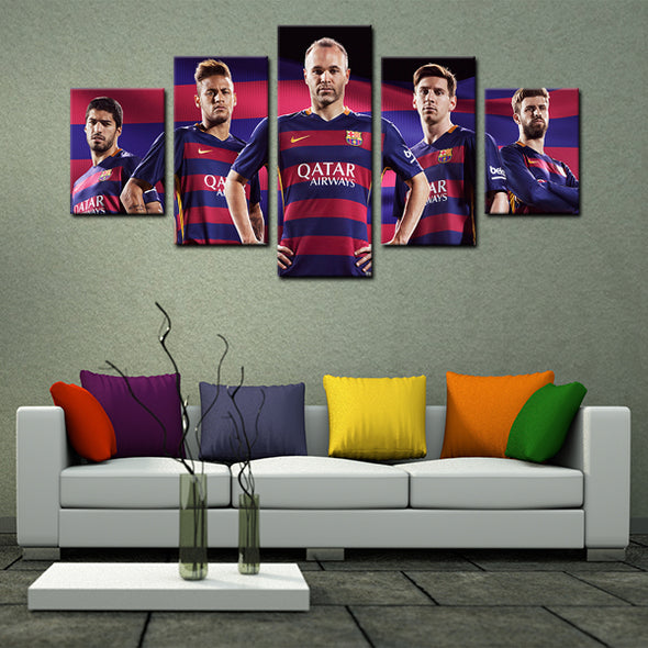 5 Panel modern art FC Barcelona teammates canvas prints wall picture-1212 (1)