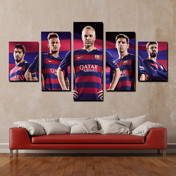 5 Panel modern art FC Barcelona teammates canvas prints wall picture-1212 (2)