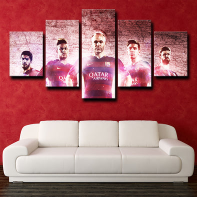 5 Panel modern art FC Barcelona teammates canvas prints wall picture-1241 (1)