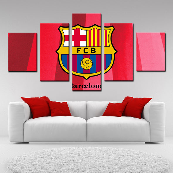 5 Panel modern art framed prints FC Barcelona crest wall picture-1232 (2)