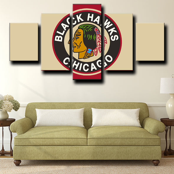 5 Panel modern art prints Chicago Blackhawks Logo wall picture-1225 (2)