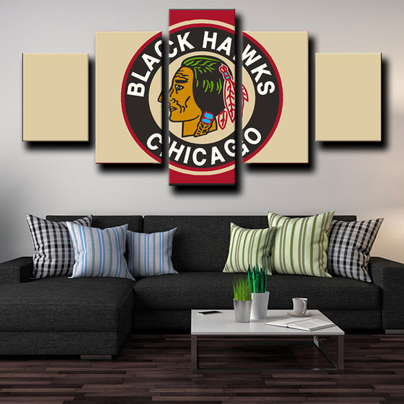 5 Panel modern art prints Chicago Blackhawks Logo wall picture-1225 (3)