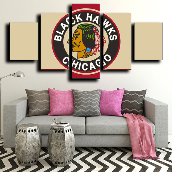 5 Panel modern art prints Chicago Blackhawks Logo wall picture-1225 (4)