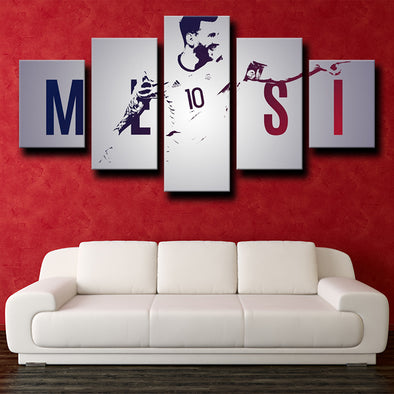 5 canvas art framed prints Barcelona Messi White decor picture-1211 (1)