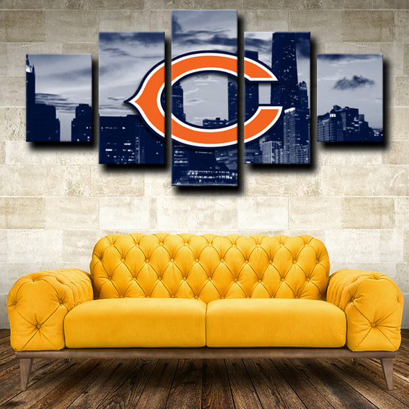 5 canvas art framed prints Chicago Bears logo decor picture-1208 (1)