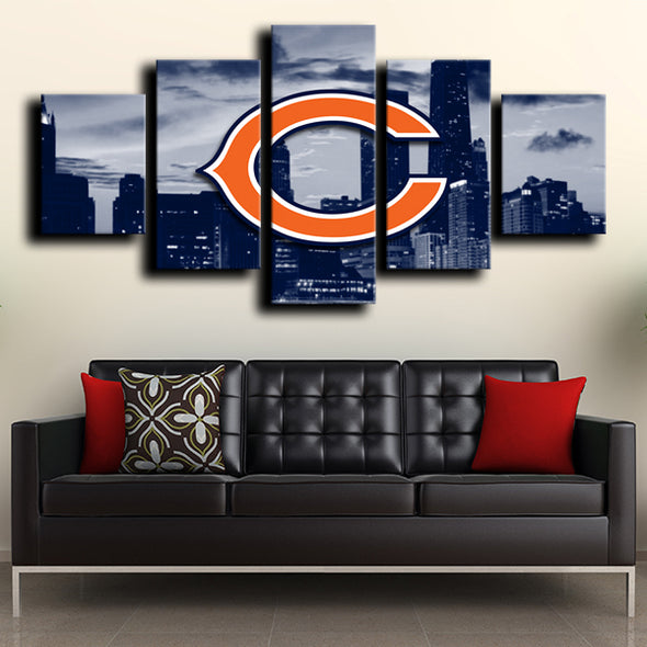 5 canvas art framed prints Chicago Bears logo decor picture-1208 (2)