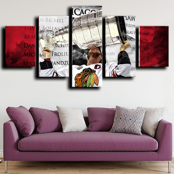5 canvas art framed prints Chicago Blackhawks champions decor picture-1209 (1)