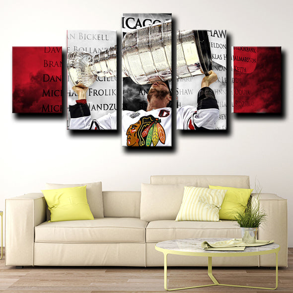 5 canvas art framed prints Chicago Blackhawks champions decor picture-1209 (2)