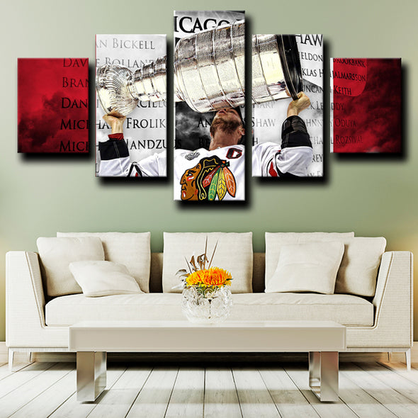5 canvas art framed prints Chicago Blackhawks champions decor picture-1209 (4)