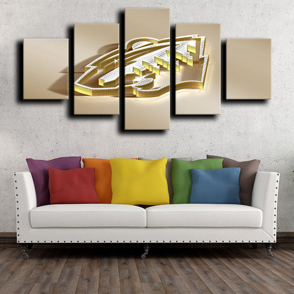 5 canvas art framed prints Minnesota Wild Logo Gold decor picture-1211 (3)
