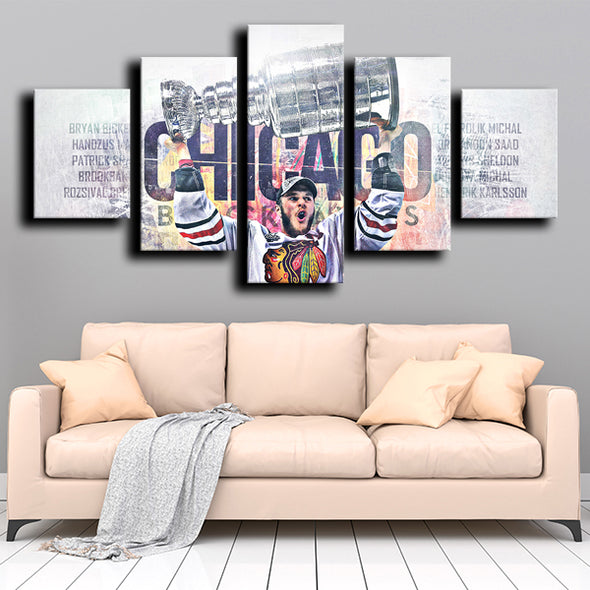 5 canvas prints modern art Chicago Blackhawks champions decor picture-1211 (4)