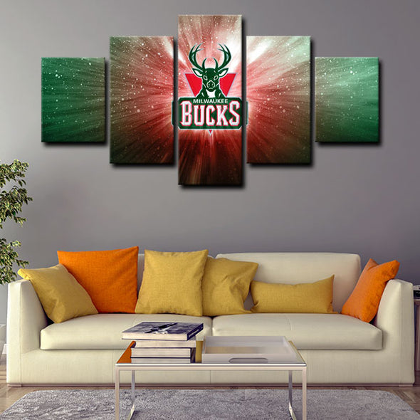 5 canvas wall art framed prints Milwaukee Bucks  home decor 1201(3)