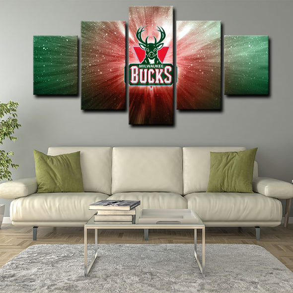 5 canvas wall art framed prints Milwaukee Bucks  home decor 1201(4)