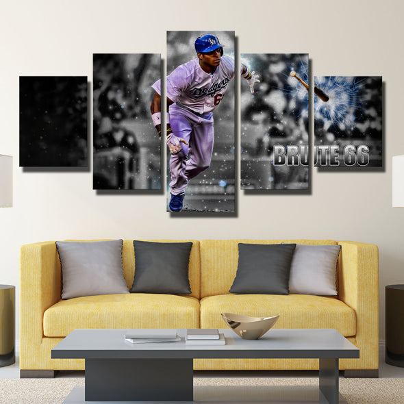 5 panel canvas art art prints Dodgers Yasiel Puig live room decor-40019 (2)