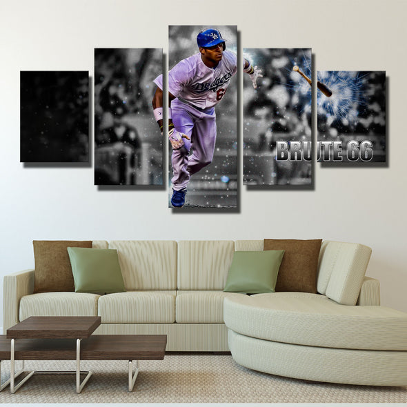 5 panel canvas art art prints Dodgers Yasiel Puig live room decor-40019 (3)