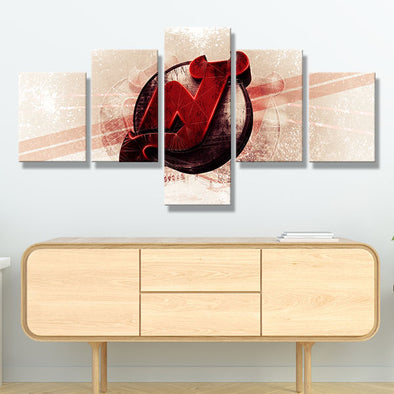5 panel canvas art art prints Jersey's Team Red flame wall decor-1001 (1)