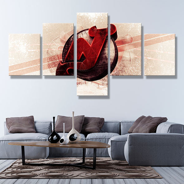 5 panel canvas art art prints Jersey's Team Red flame wall decor-1001 (3)