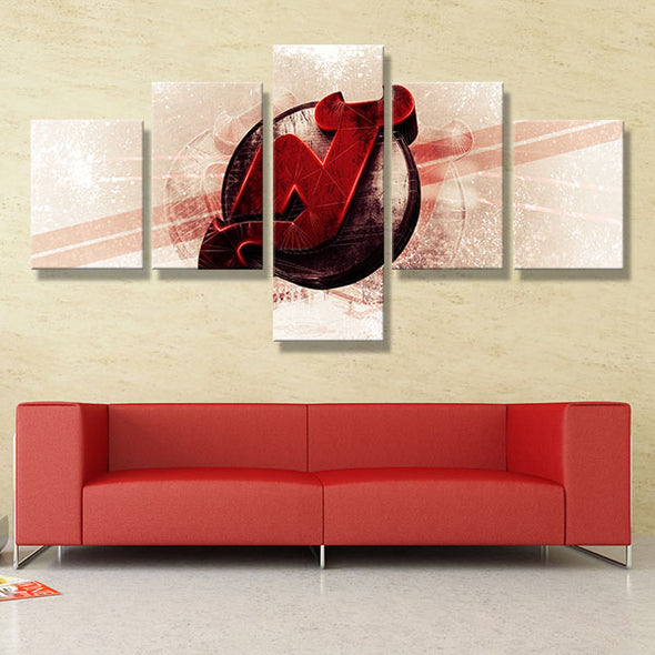 5 panel canvas art art prints Jersey's Team Red flame wall decor-1001 (4)