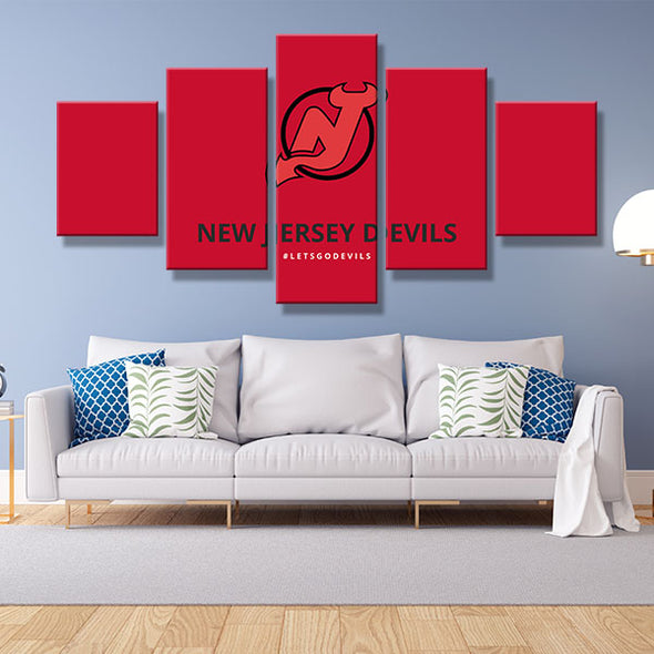 5 panel canvas art art prints Jersey's Team Red long decor picture-1006 (2)