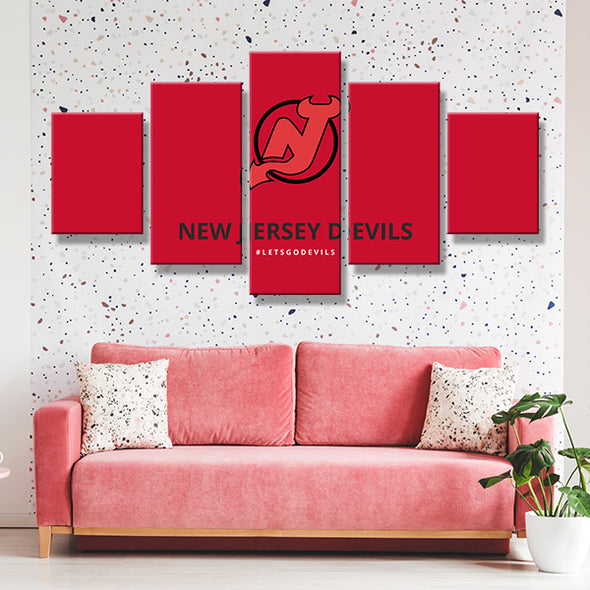 5 panel canvas art art prints Jersey's Team Red long decor picture-1006 (3)
